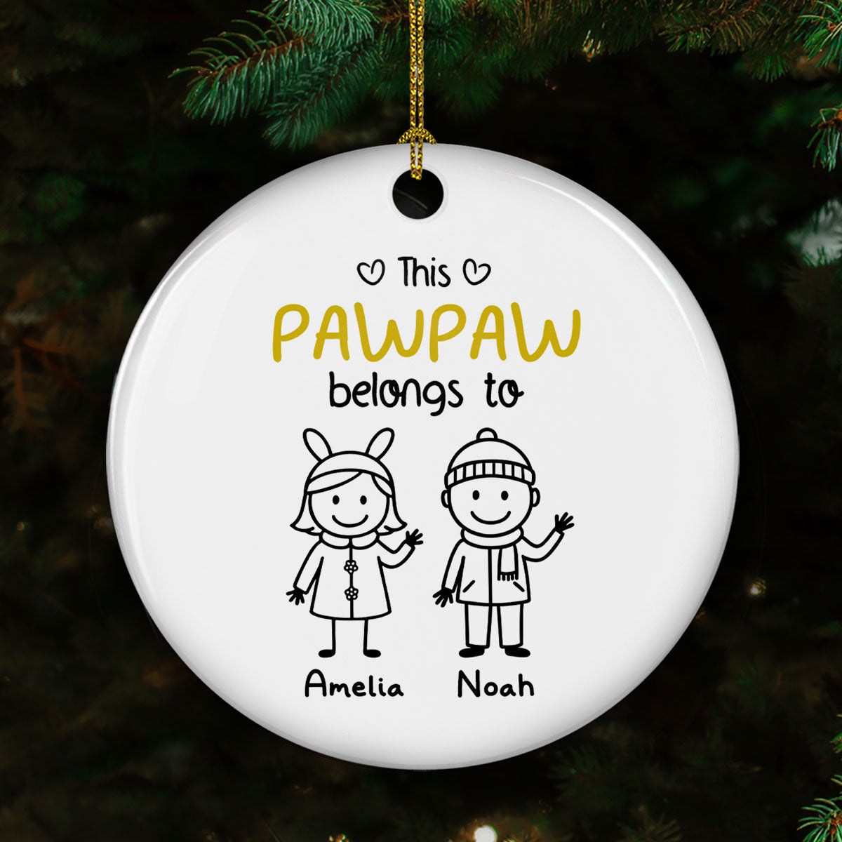 Proud To Be Their Holiday Grandpa - Personalized Custom Ceramic Ornament