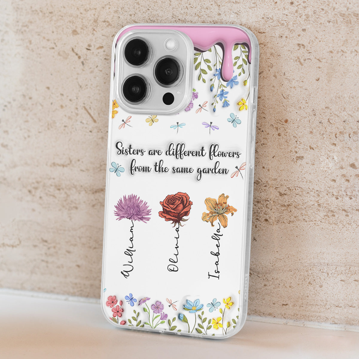 Sisters Are Different Flowers From The Same Garden - Personalized Custom 3D Inflated Effect Phone Case