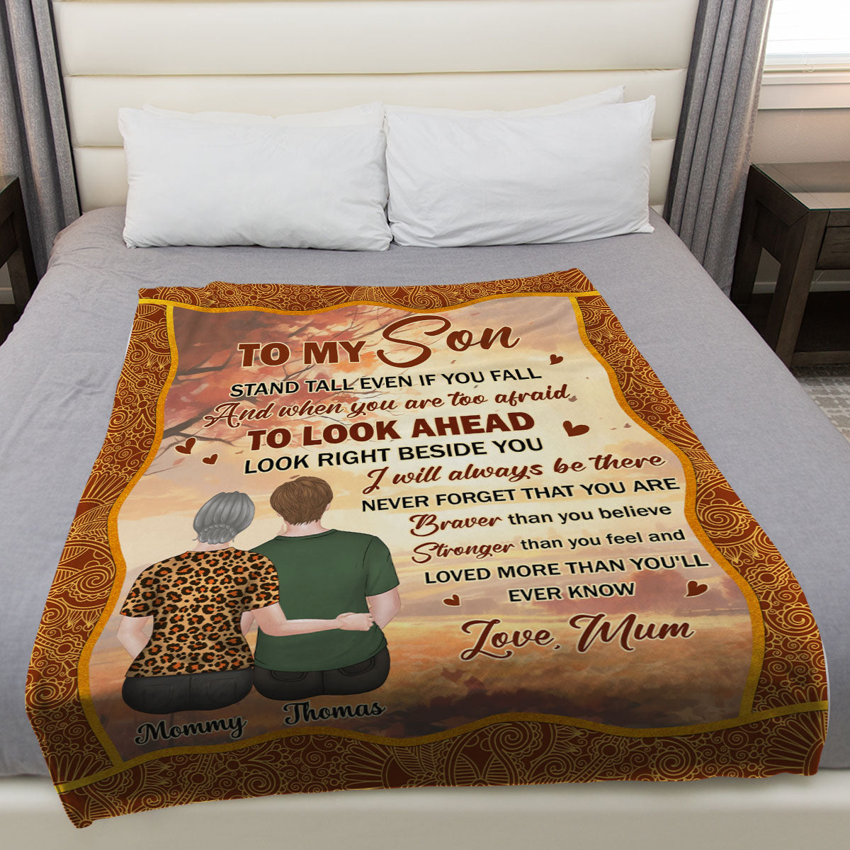 My Brave Grandson - Personalized Custom Fleece Blanket