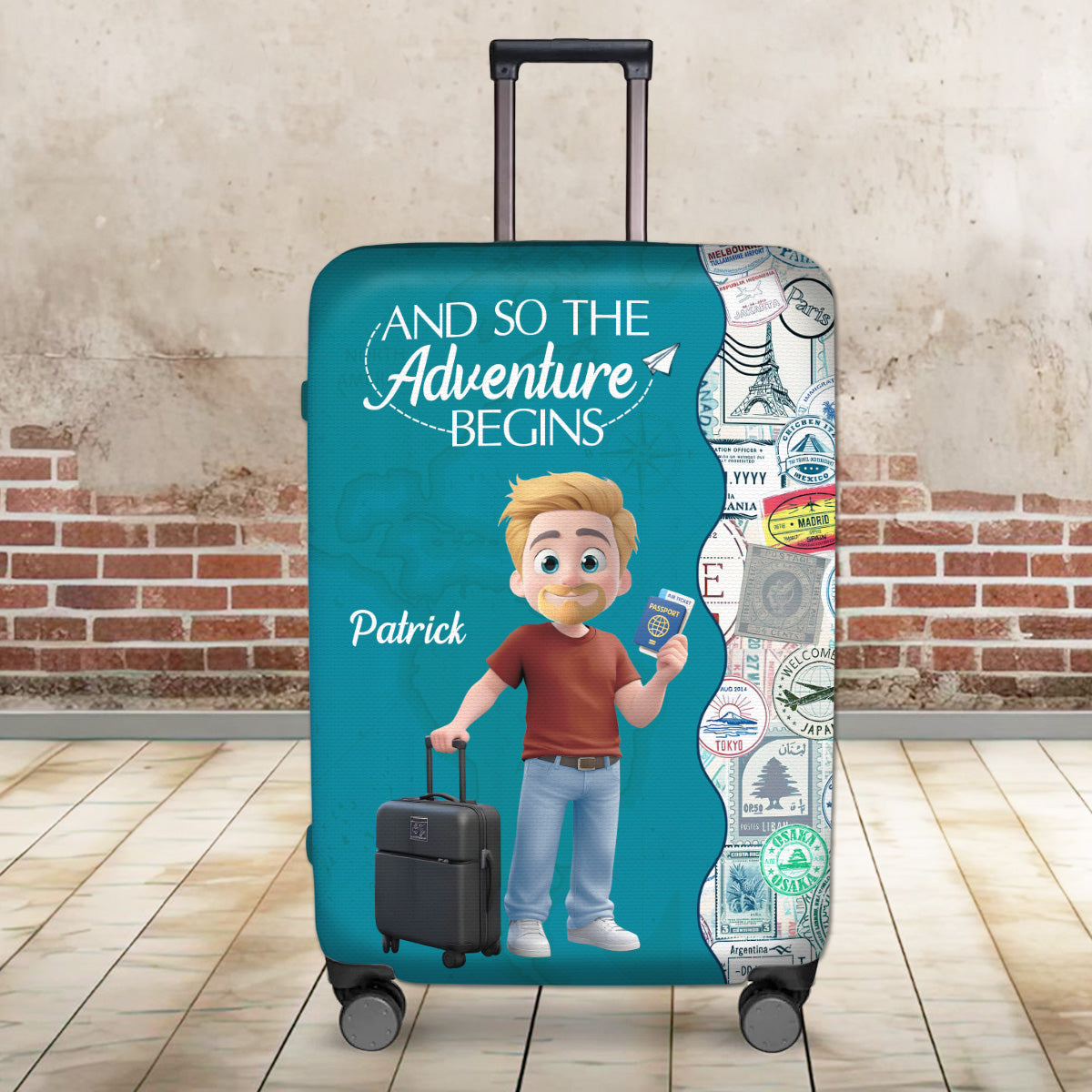 Wanderlust World Map - Personalized Custom Luggage Cover