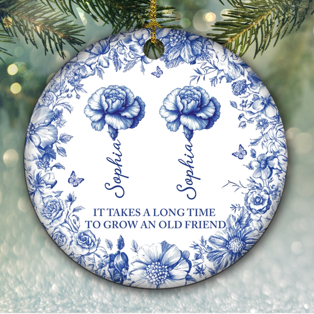 Vintage Floral Friendship - Personalized Custom Ceramic Ornament