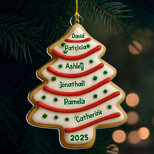 Family Christmas Tree Cake - Personalized Custom Acrylic Ornament