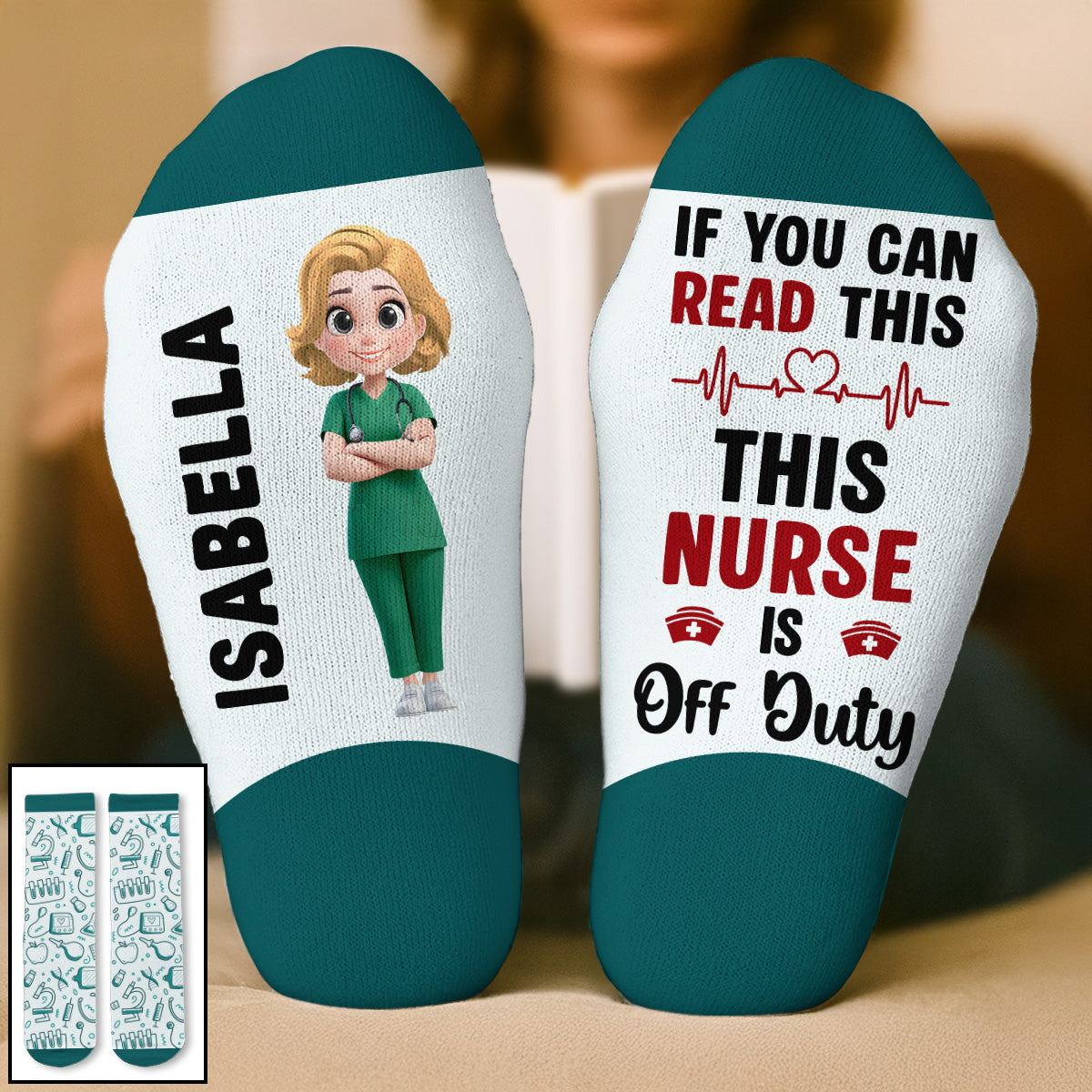 This Nurse Is Off Duty - Personalized Custom Crew Socks