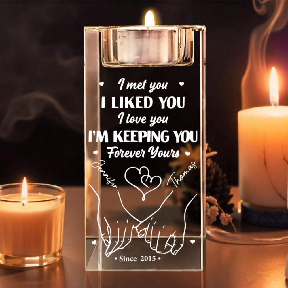 Keeping You - Personalized Custom Engraved Crystal Candle Holder