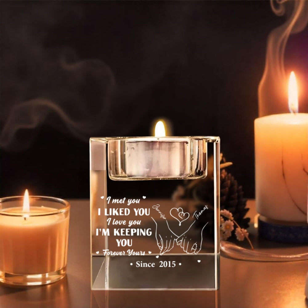 Keeping You - Personalized Custom Engraved Crystal Candle Holder