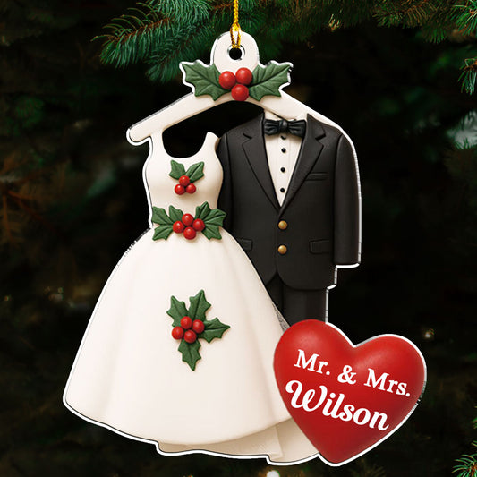 Happily Married - Personalized Custom 3D Effect Acrylic Ornament