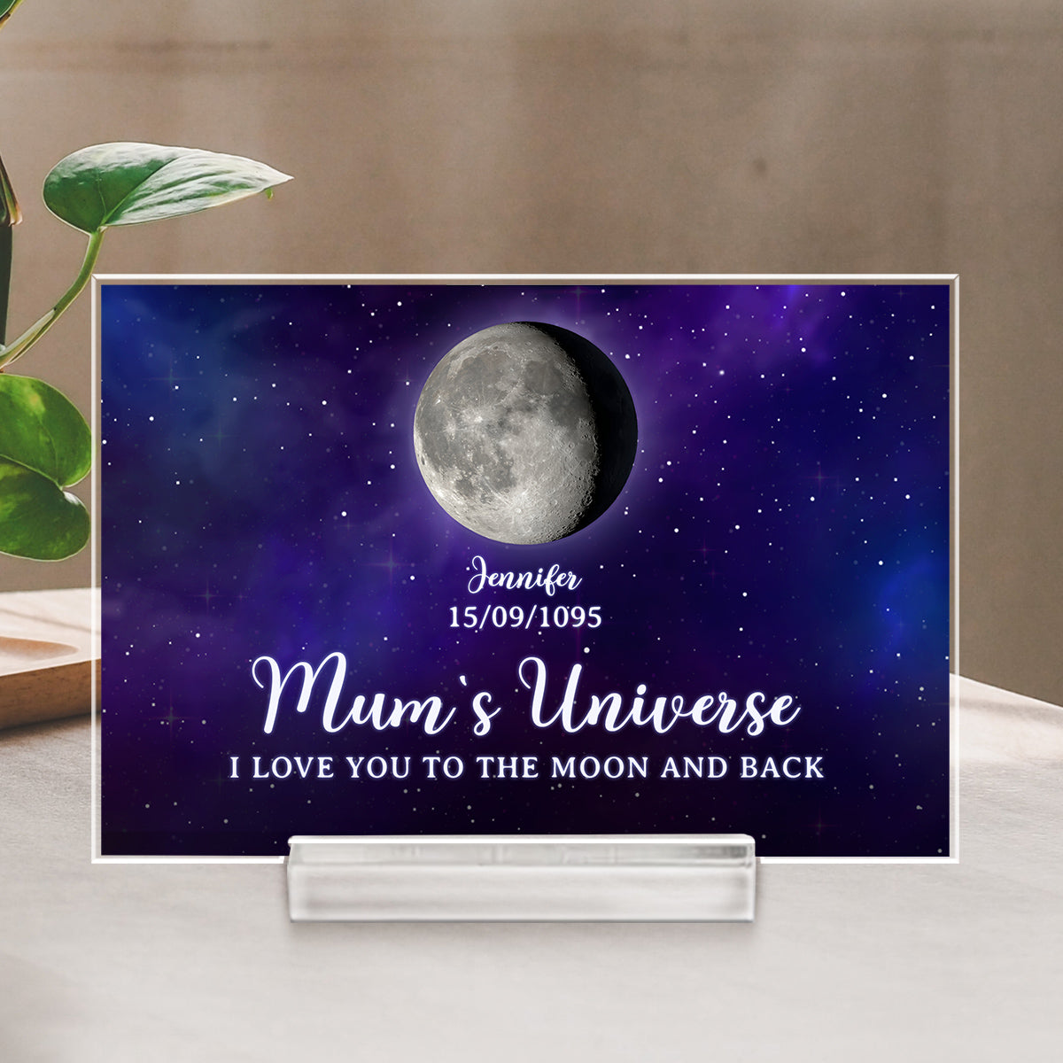 I Love You To The Moon And Back - Personalized Custom Acrylic Plaque With Base