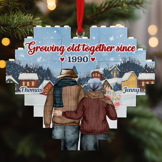 Growing Old Together - Personalized Custom Heart Puzzle Ornament