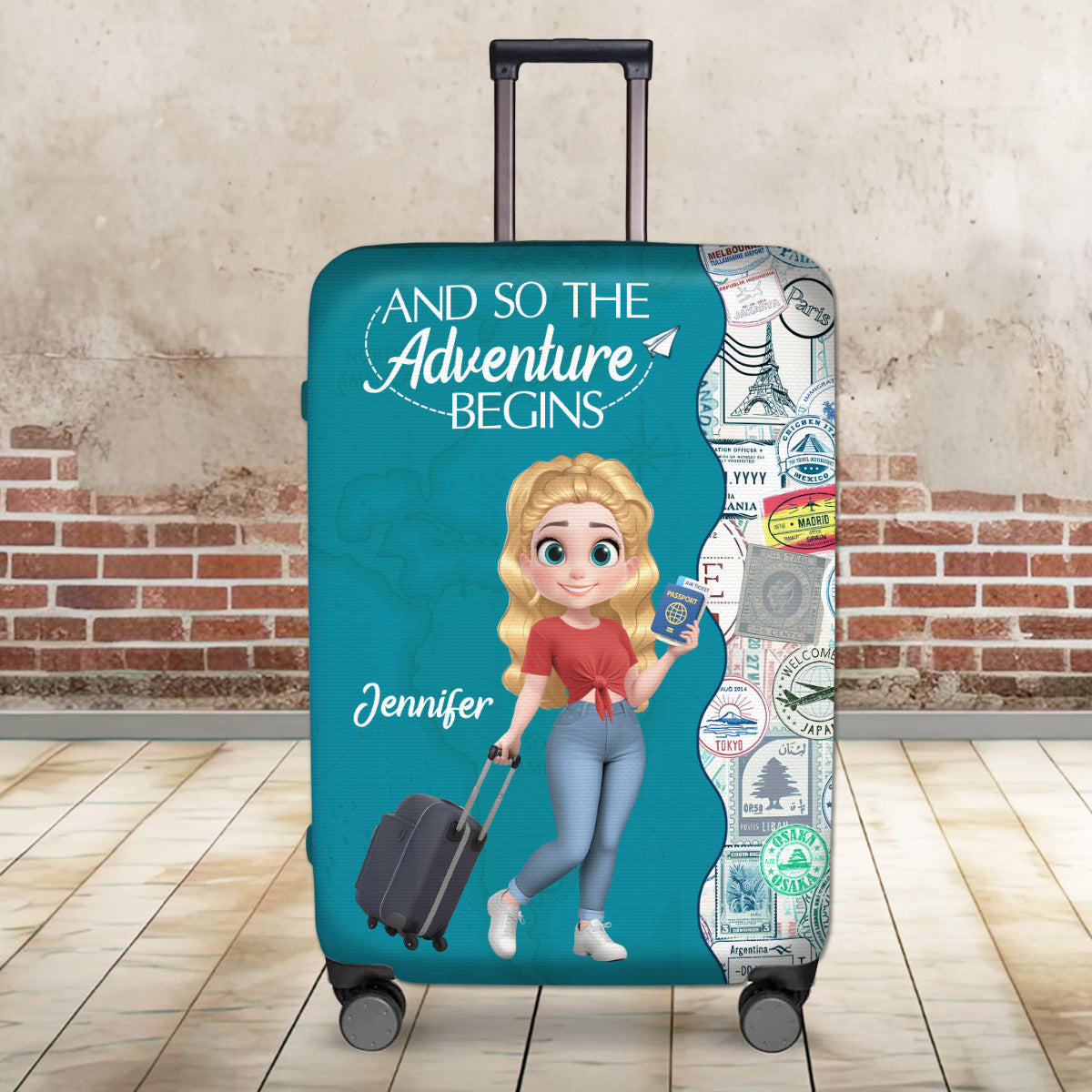 Wanderlust World Map - Personalized Custom Luggage Cover