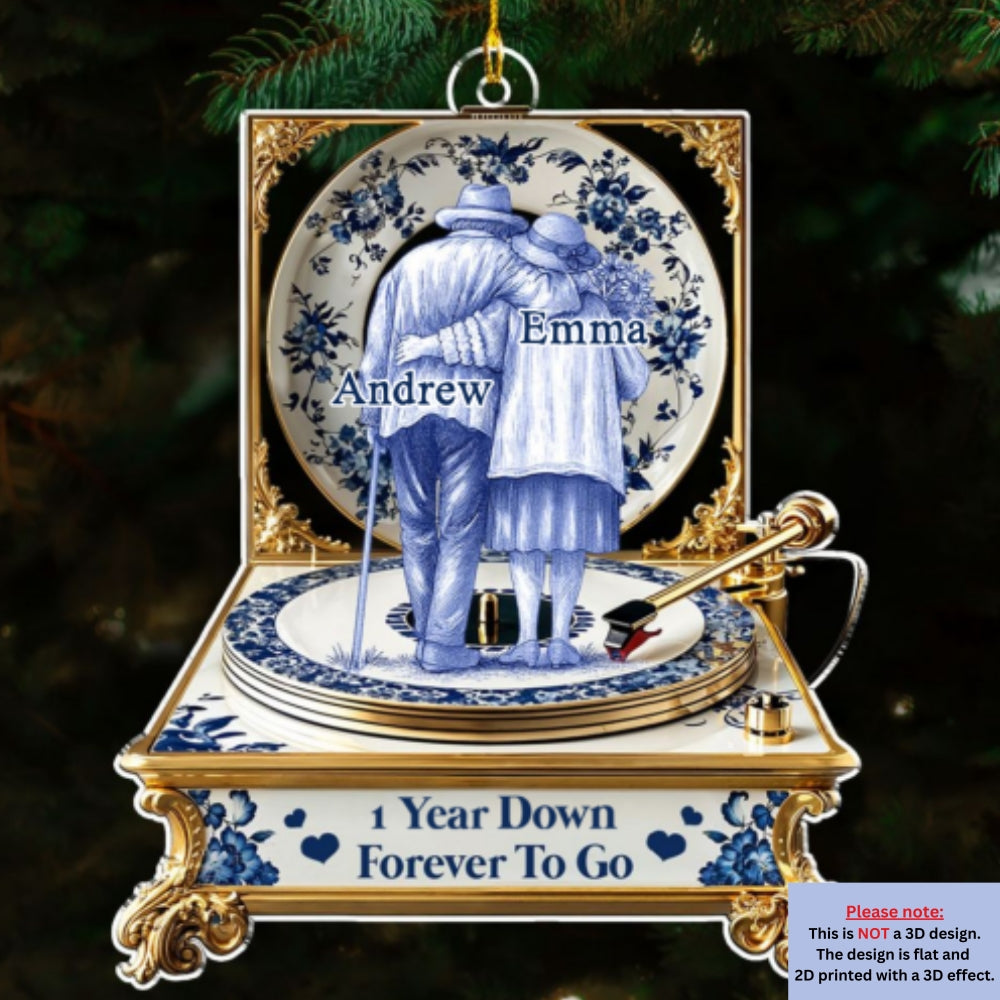 Love In Blue Toile - Personalized Custom Acrylic Ornament