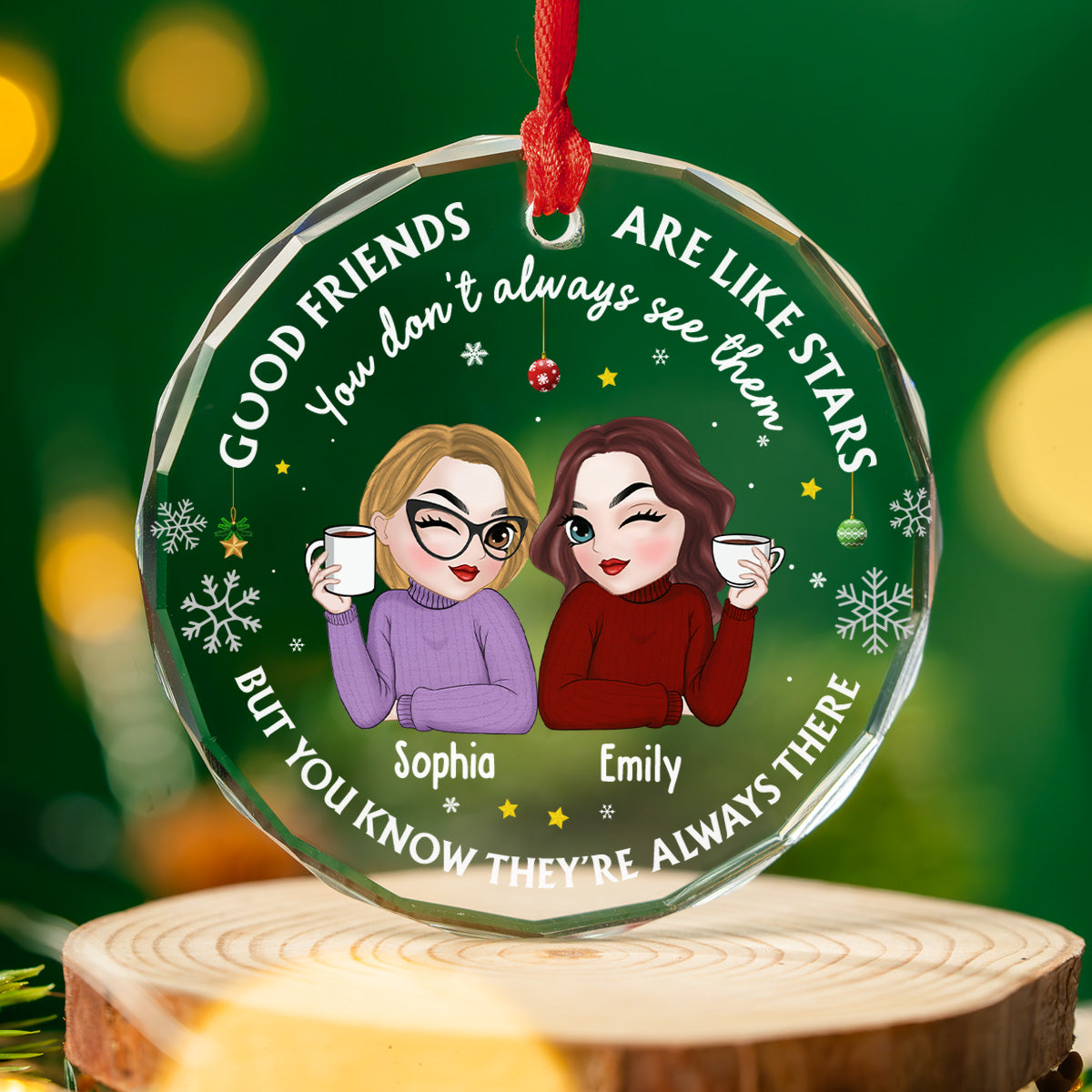 Friend Are My Star - Personalized Custom Glass Ornament