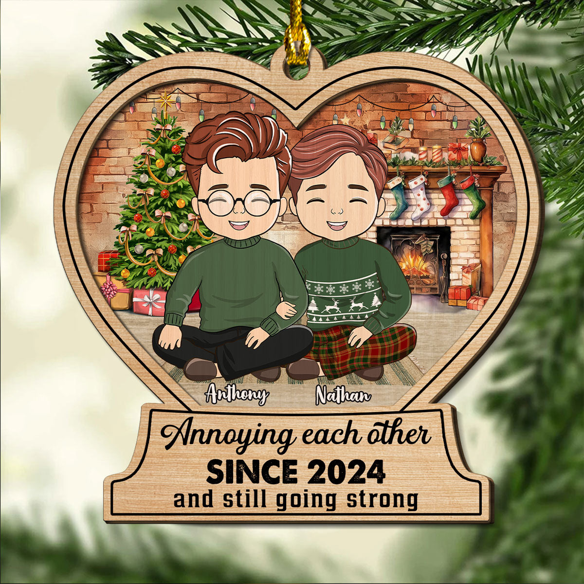 Annoying Each Other And Still Going Strong - Personalized Custom 2-Layered Wood Ornament