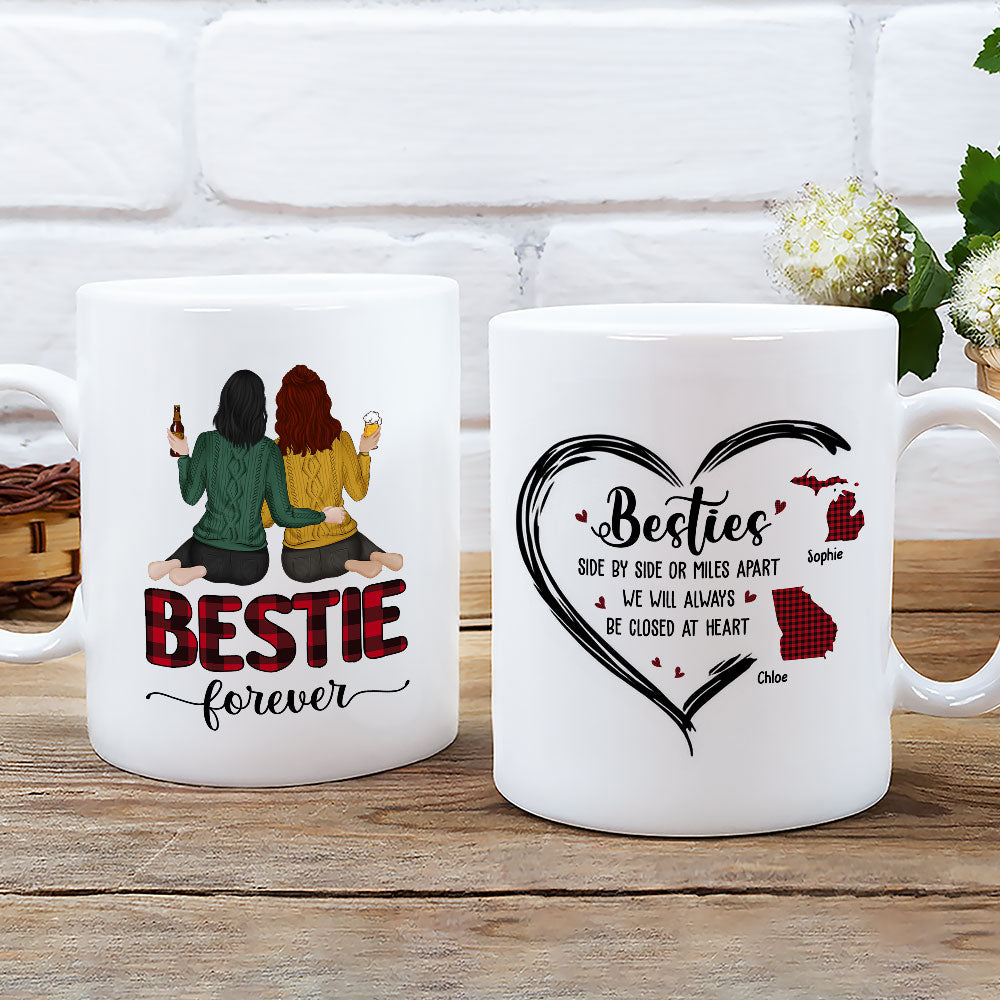 Side By Side Or Miles Apart - Personalized Custom Mug