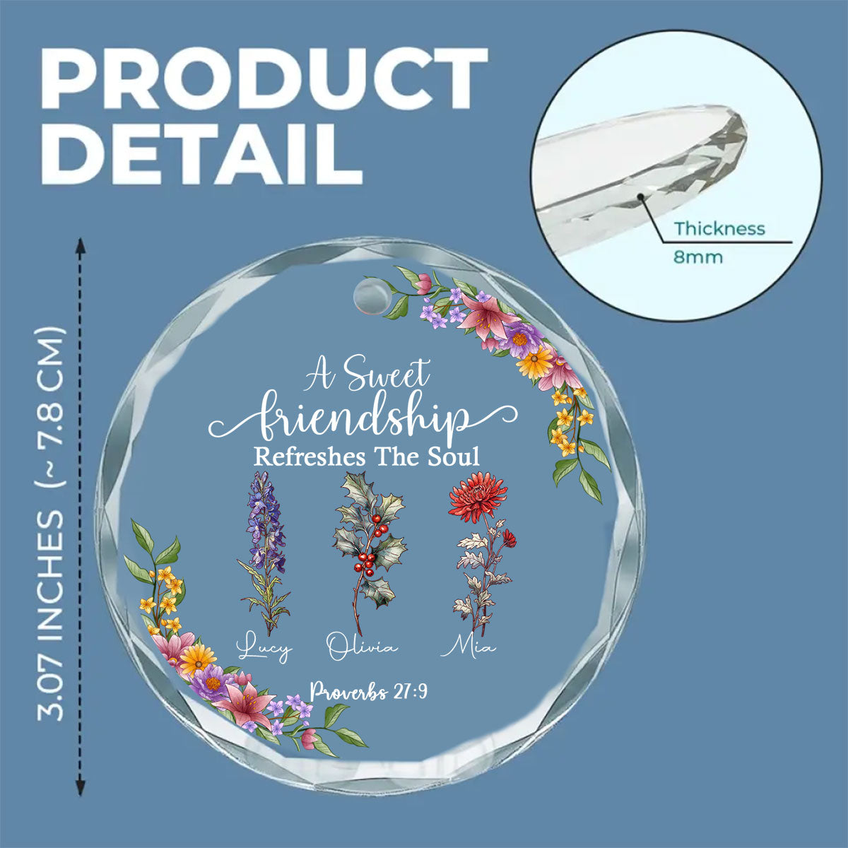 Friendship Refreshes The Soul - Personalized Custom Glass Ornament