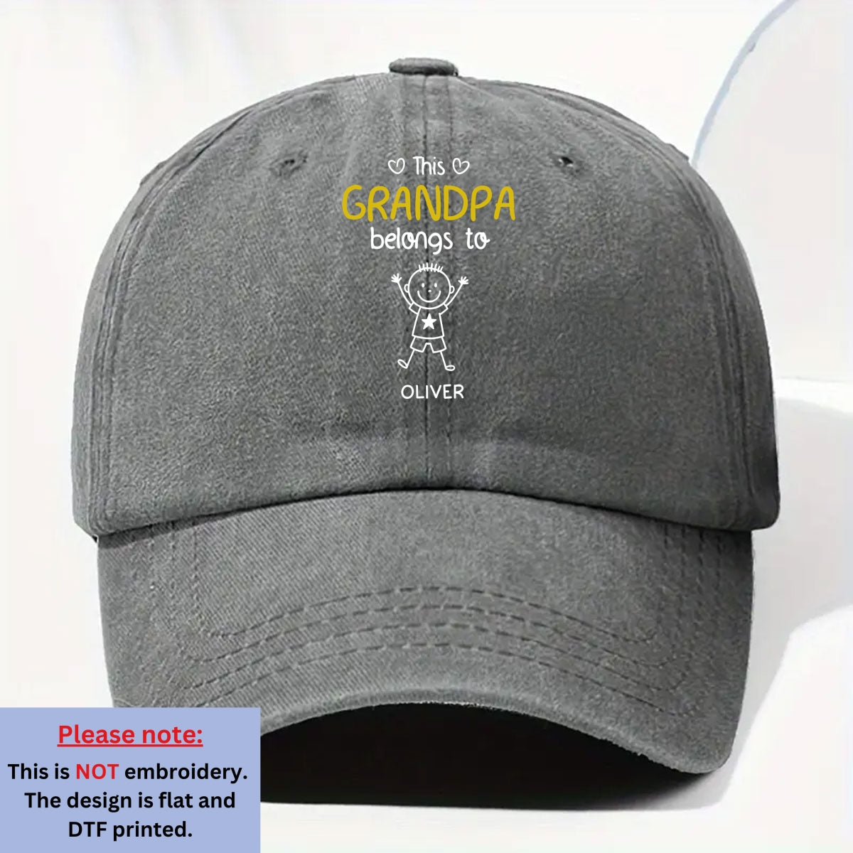 This Grandpa Belongs To Us - Personalized Custom Vintage Washed Denim Cap
