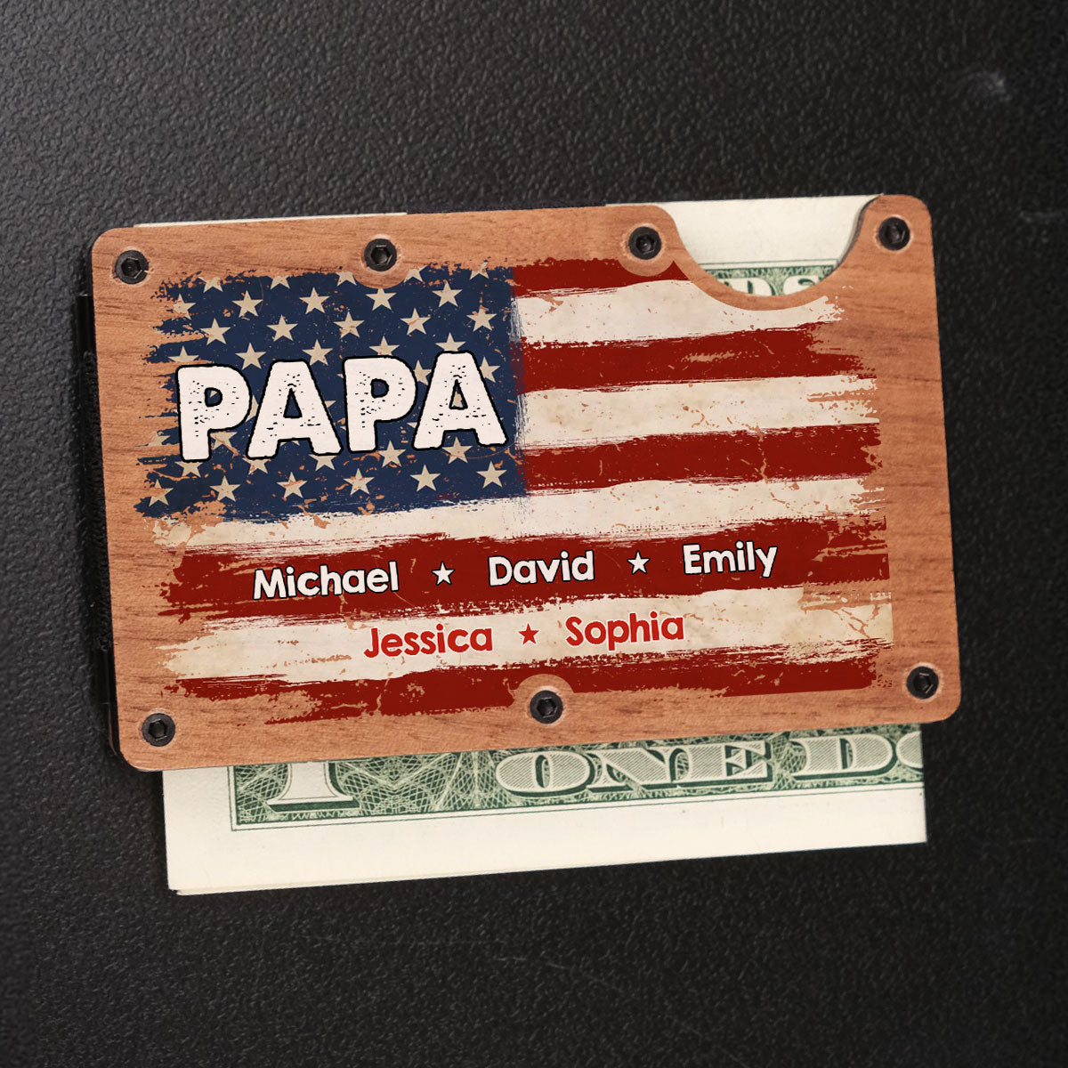 Proud To Be American - Personalized Custom Wooden Card Holder