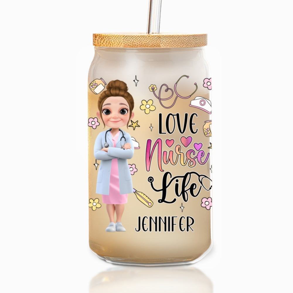 Love Nurse Life - Personalized Custom Glass Can