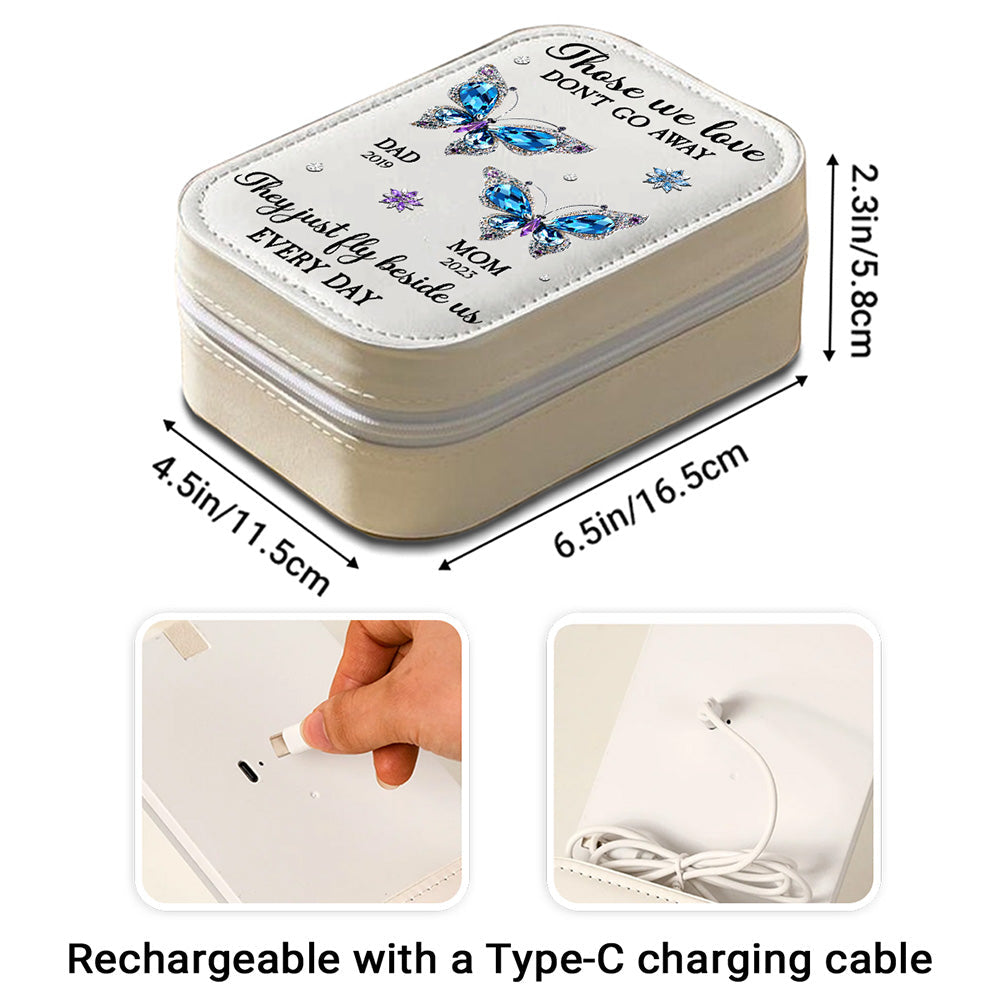 Those We Love Do Not Go Away - Personalized Custom Jewelry Box With LED Mirror