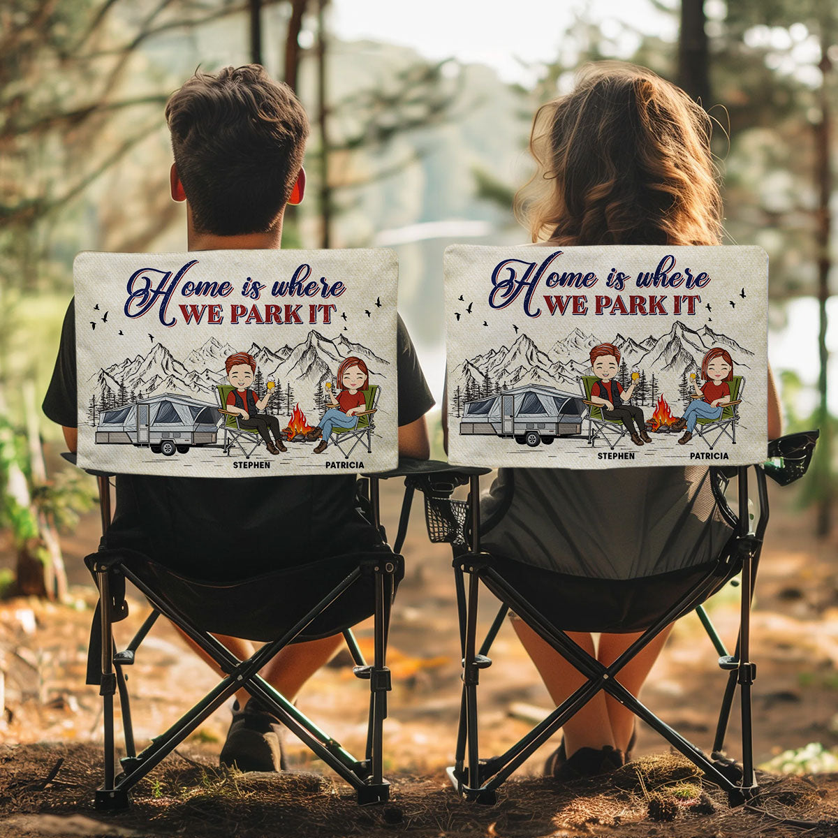 Home Is Where We Park It - Personalized Custom Camping Chair Cover