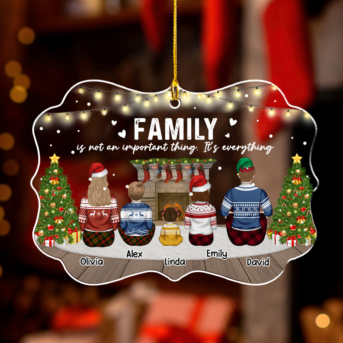 Family Where Love Never Ends - Personalized Custom Acrylic Ornament