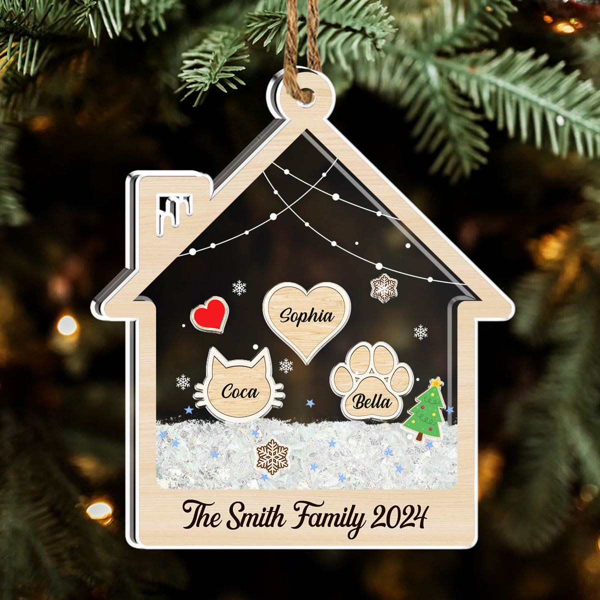 Custom Name Family - Personalized Custom Acrylic Shaker Ornament