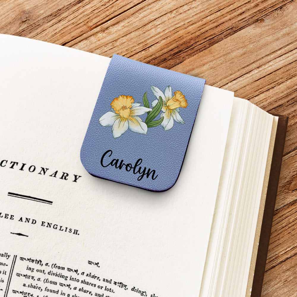 Blooming Flowers - Personalized Custom Leather Bookmark