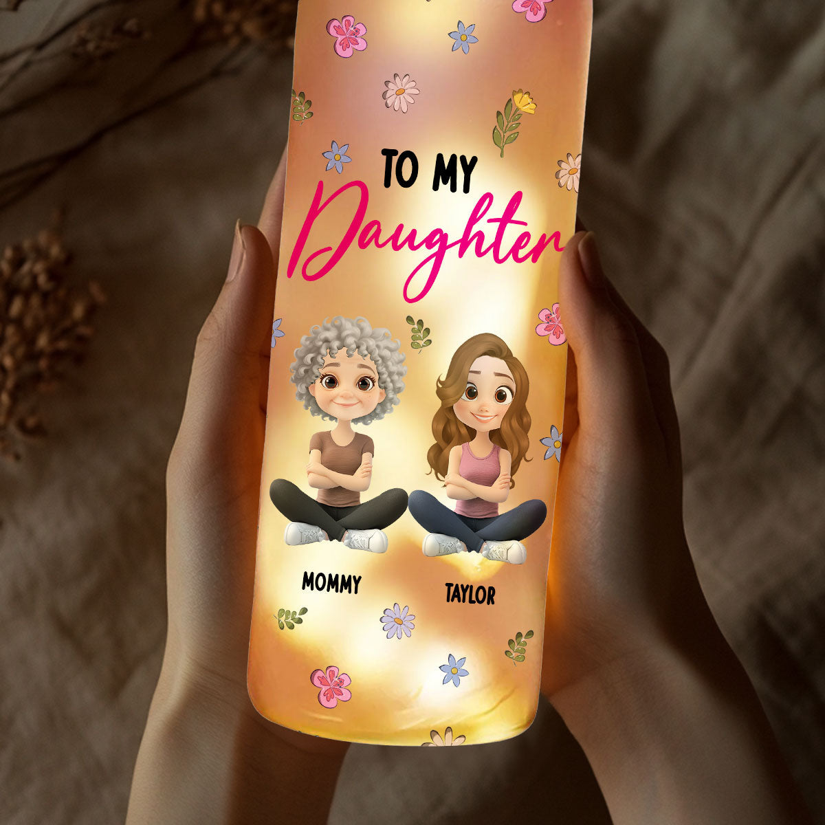 Mom And Daughter Together - Personalized Custom Bottle Lamp