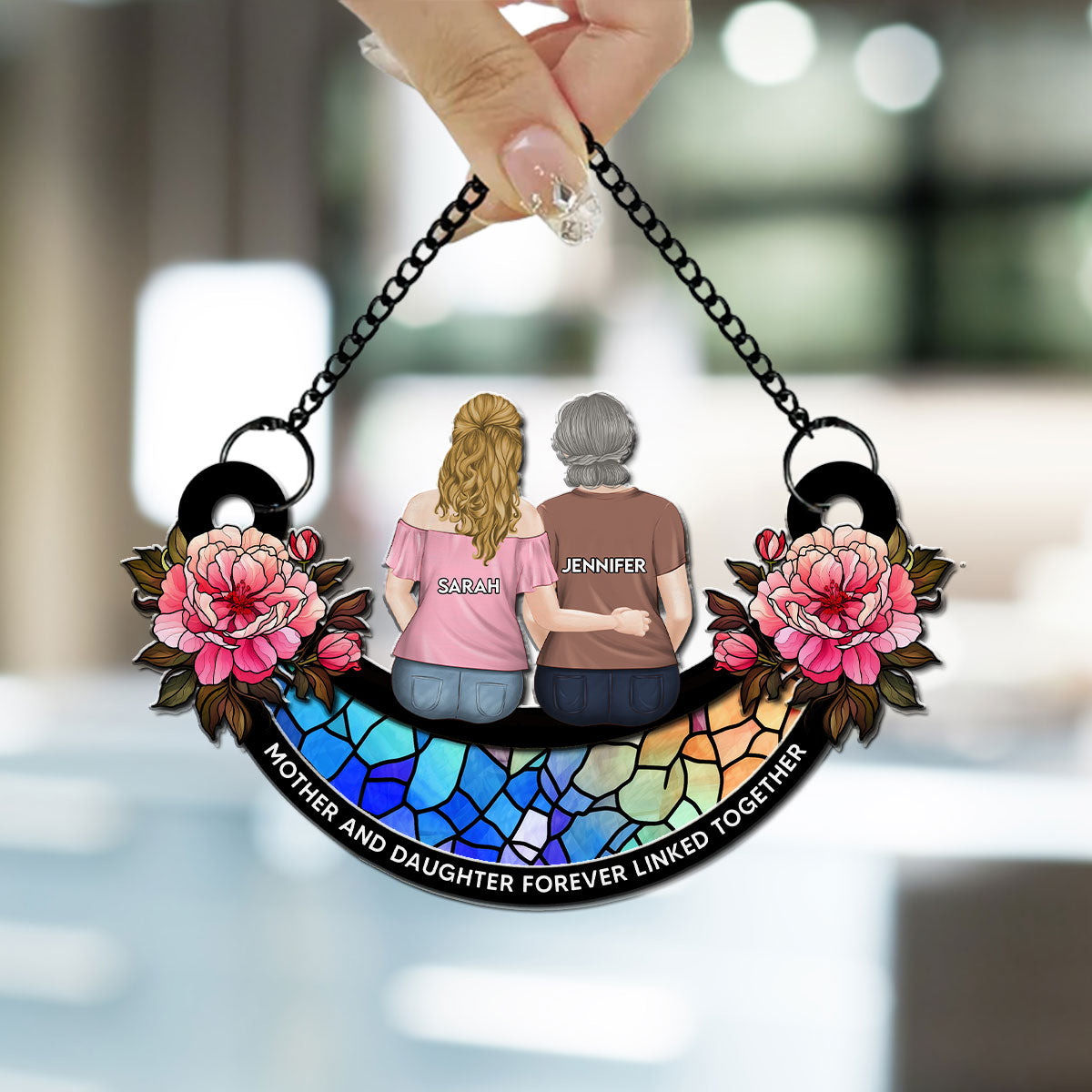Mother And Daughters - Personalized Custom Suncatcher