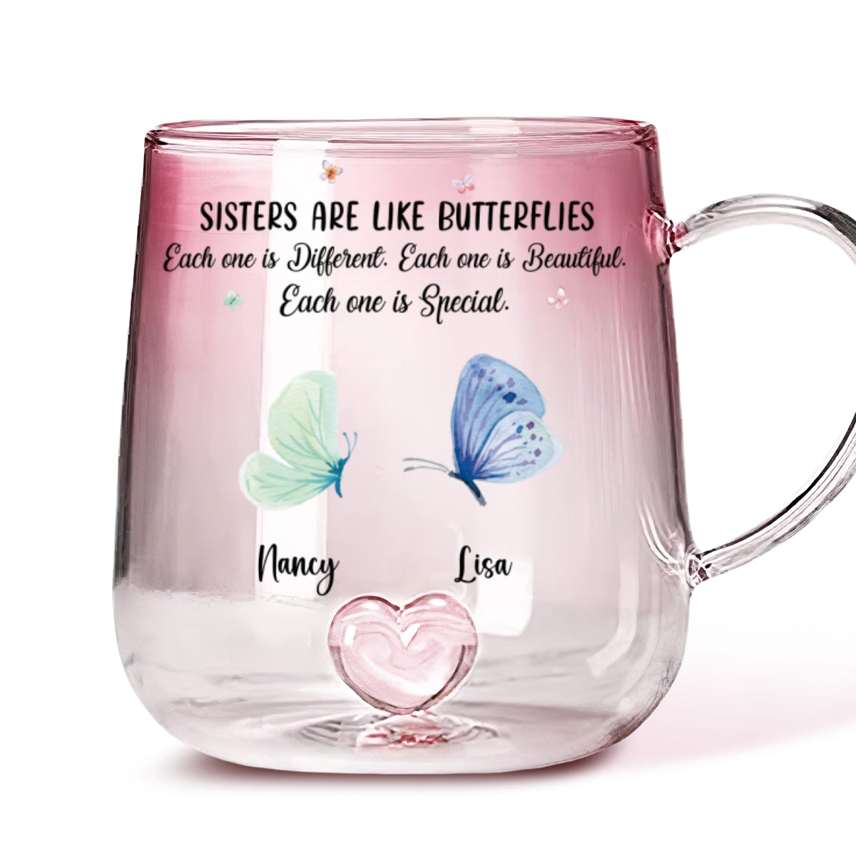 Sister Are The Gardeners Of Our Souls - Personalized Custom Pink Gradient Glass Mug
