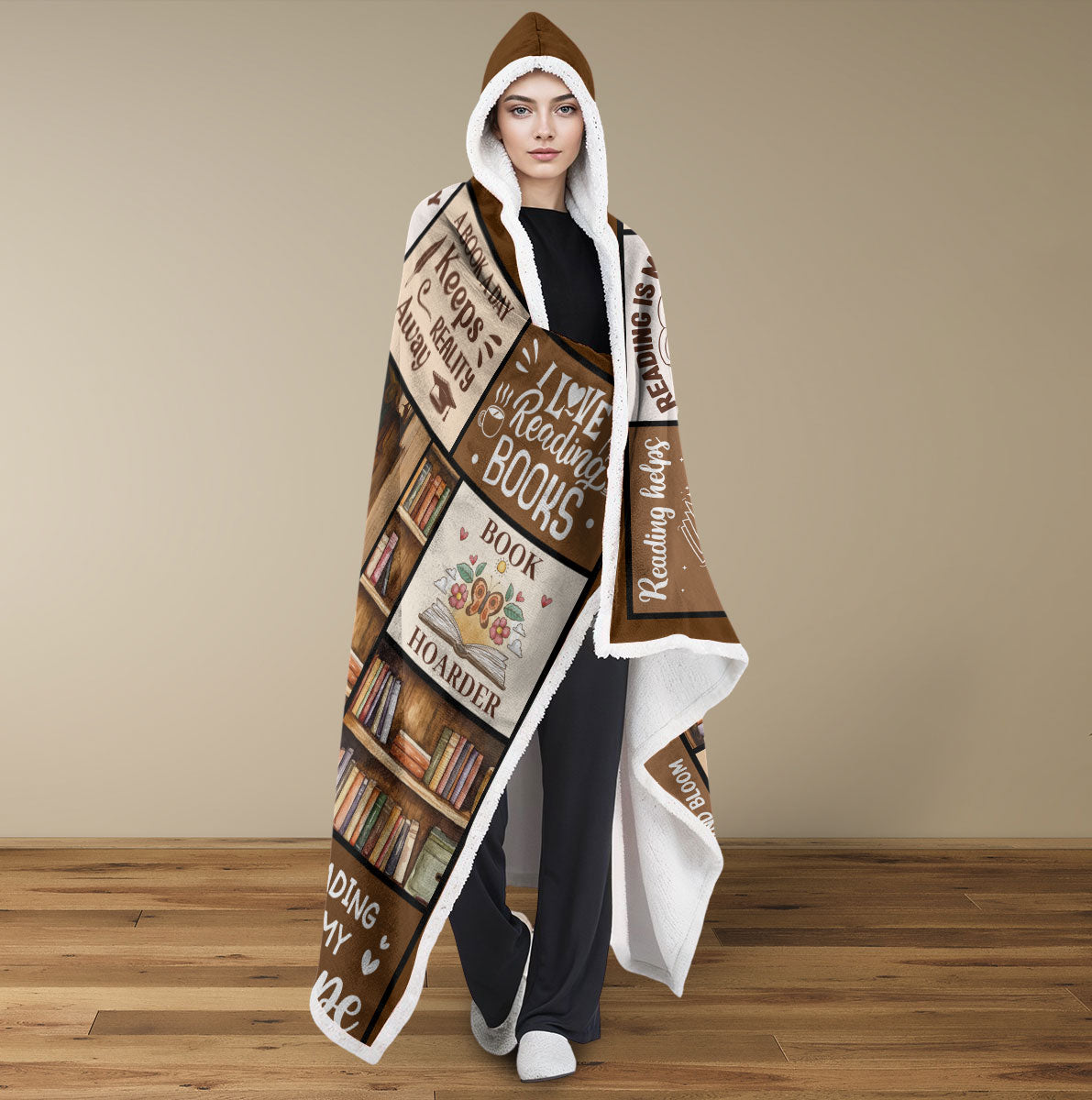 Reading Is My Happy Place - Personalized Custom Hooded Blanket