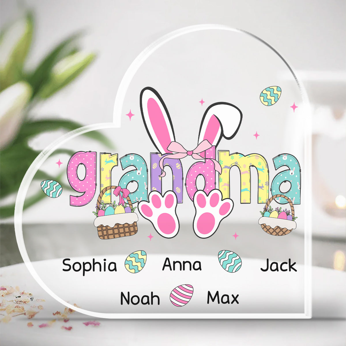 Easter Bunny Coquette Bow - Personalized Custom Acrylic Plaque