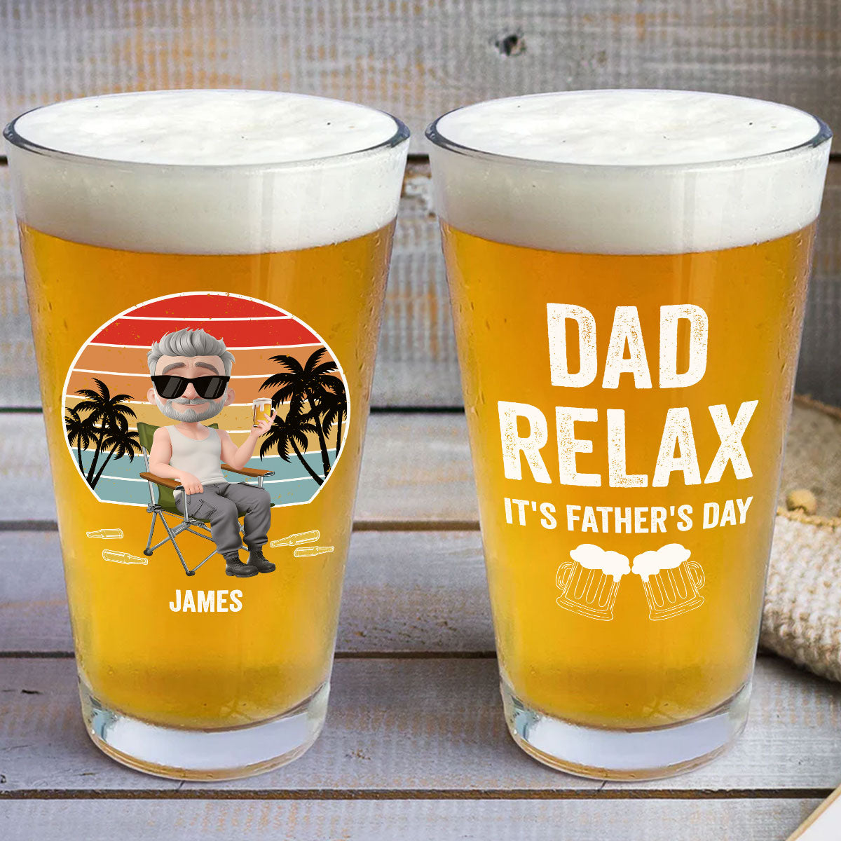 Daddy Relax - Personalized Custom Beer Glass