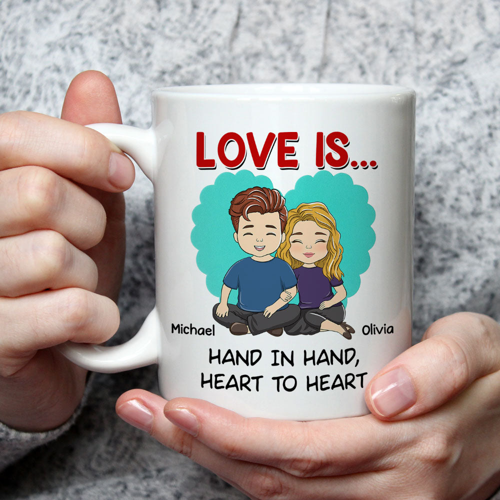 Hearts Holding Hands Forever More - Personalized Custom Coffee Mug