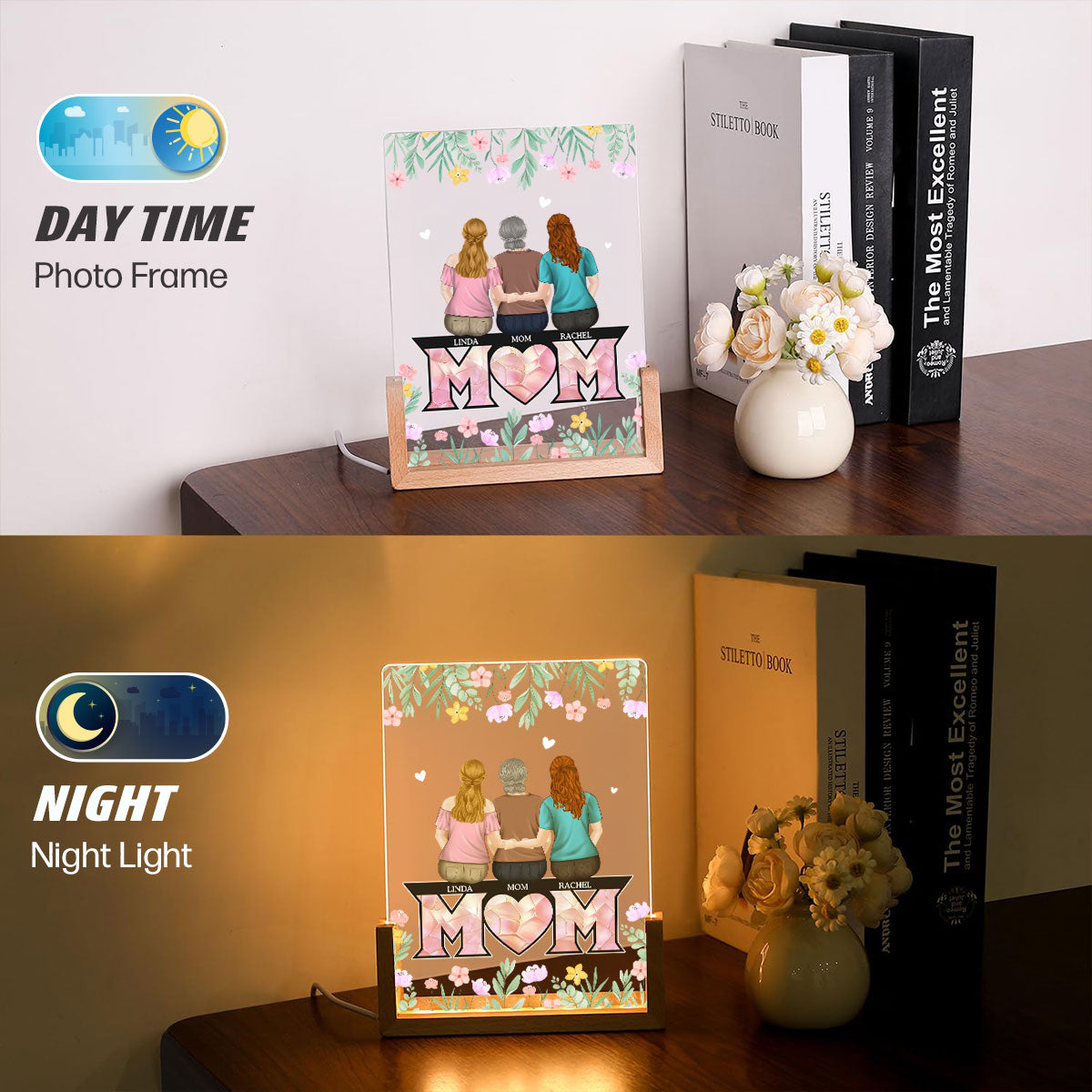 To The Best Mom - Personalized Custom Plaque With Walnut Base