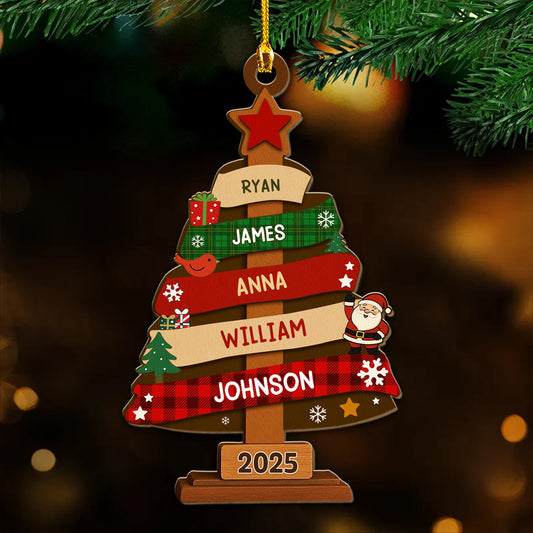Family Christmas Tree - Personalized Custom Wood Ornament