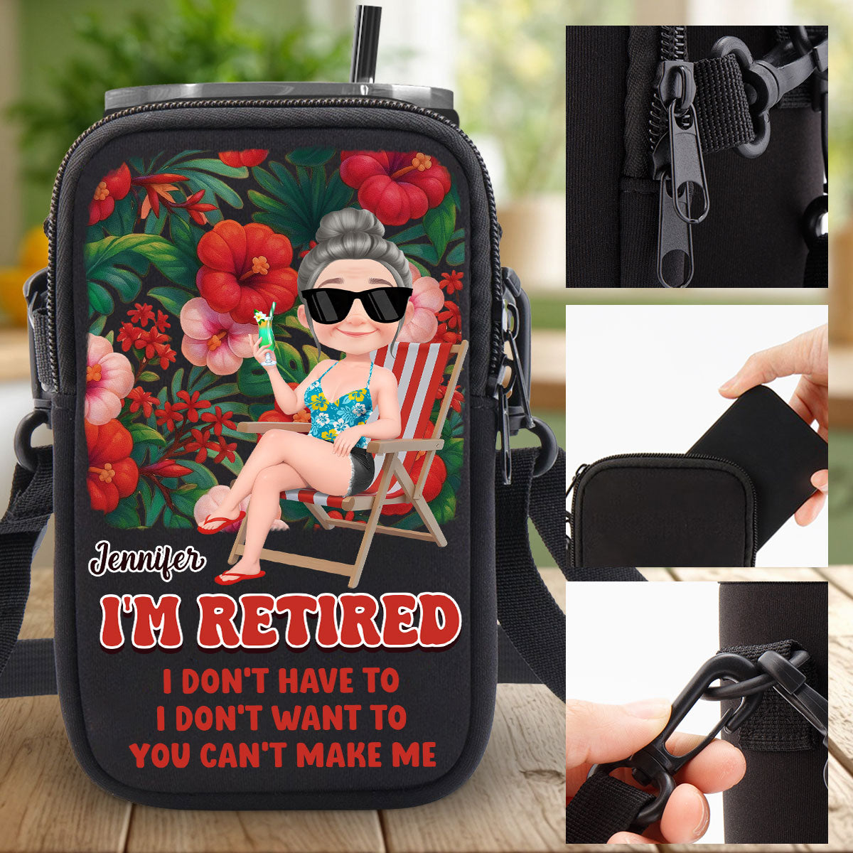 I Am Retired - Personalized Custom Water Bottle Carrier Bag
