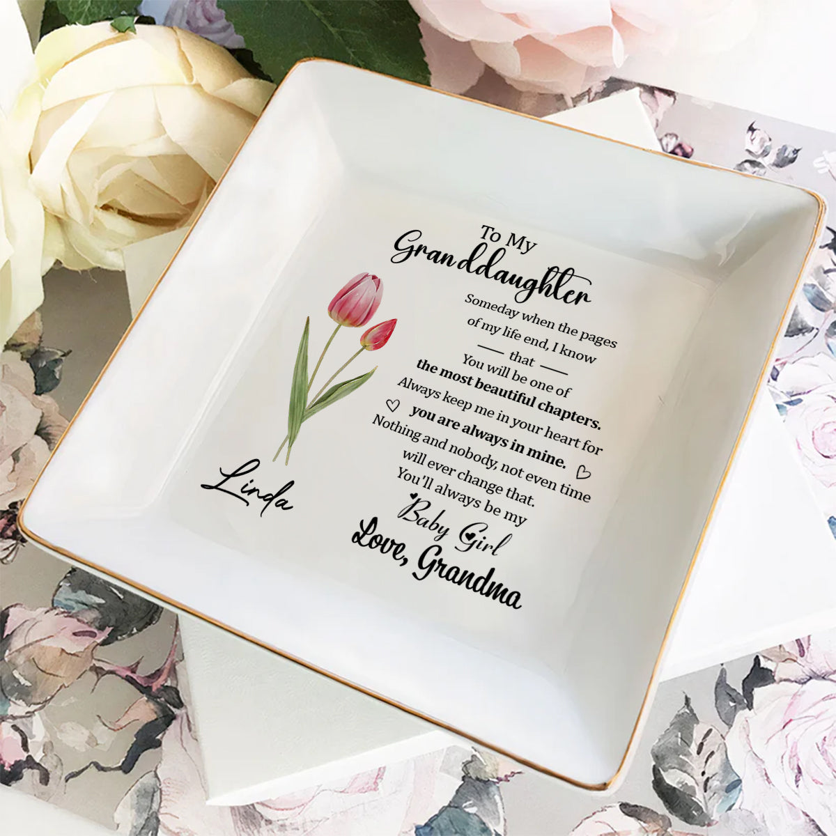 The Love From Grandma Will Never Fade - Personalized Custom Jewelry Dish