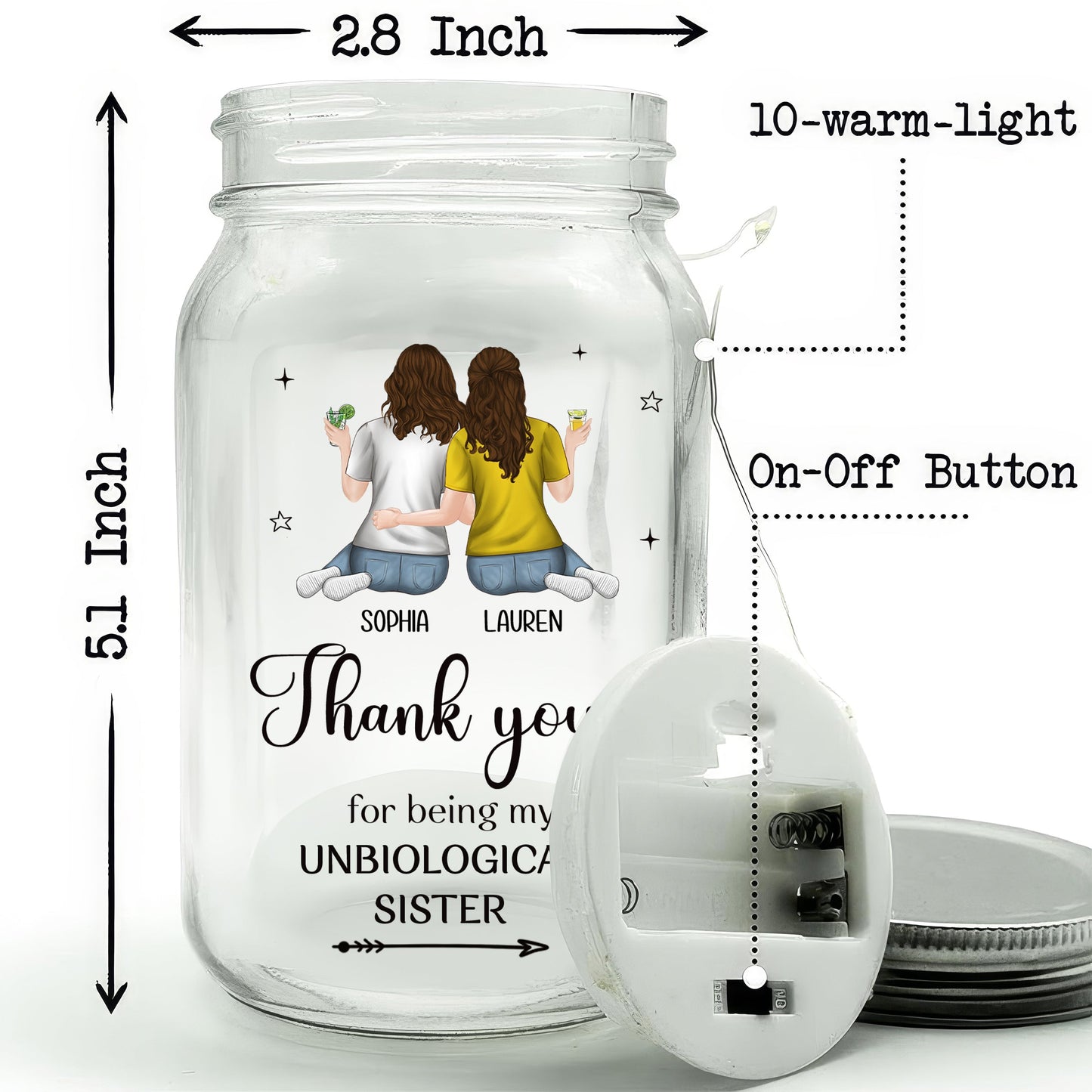Better Together, Always And Forever - Personalized Custom Mason Jar Light