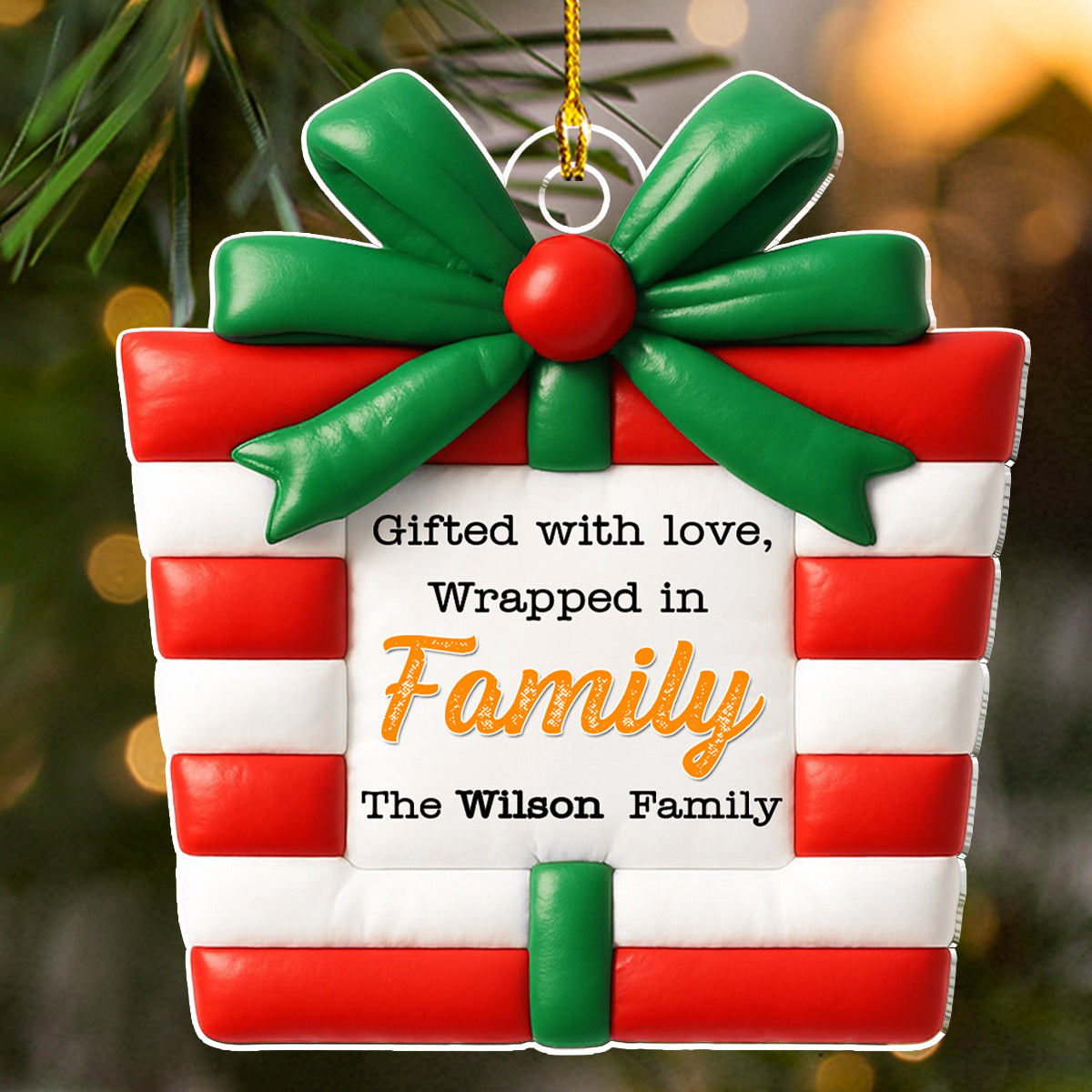 Present Is A Gift - Personalized Custom 3D Effect Acrylic Ornament