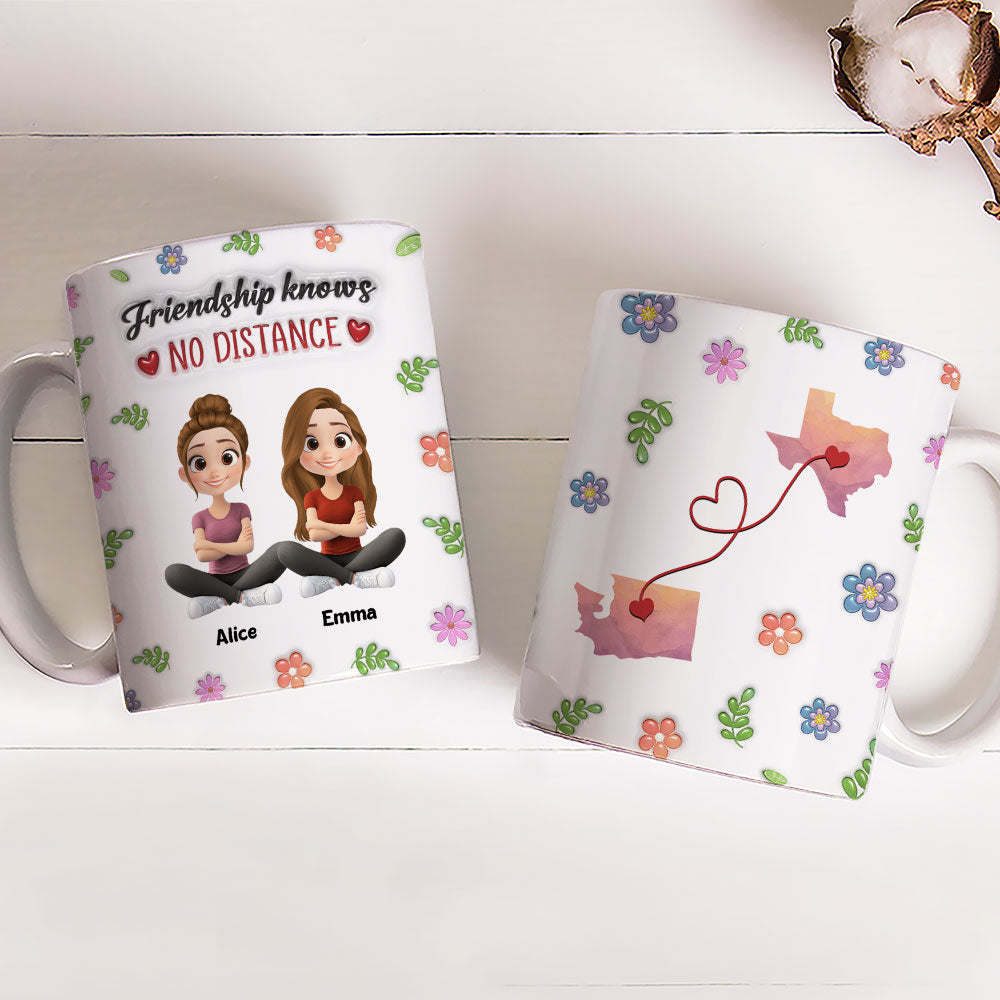 No Distance With Our Friendship - Personalized Custom 3D Inflated Effect Mug