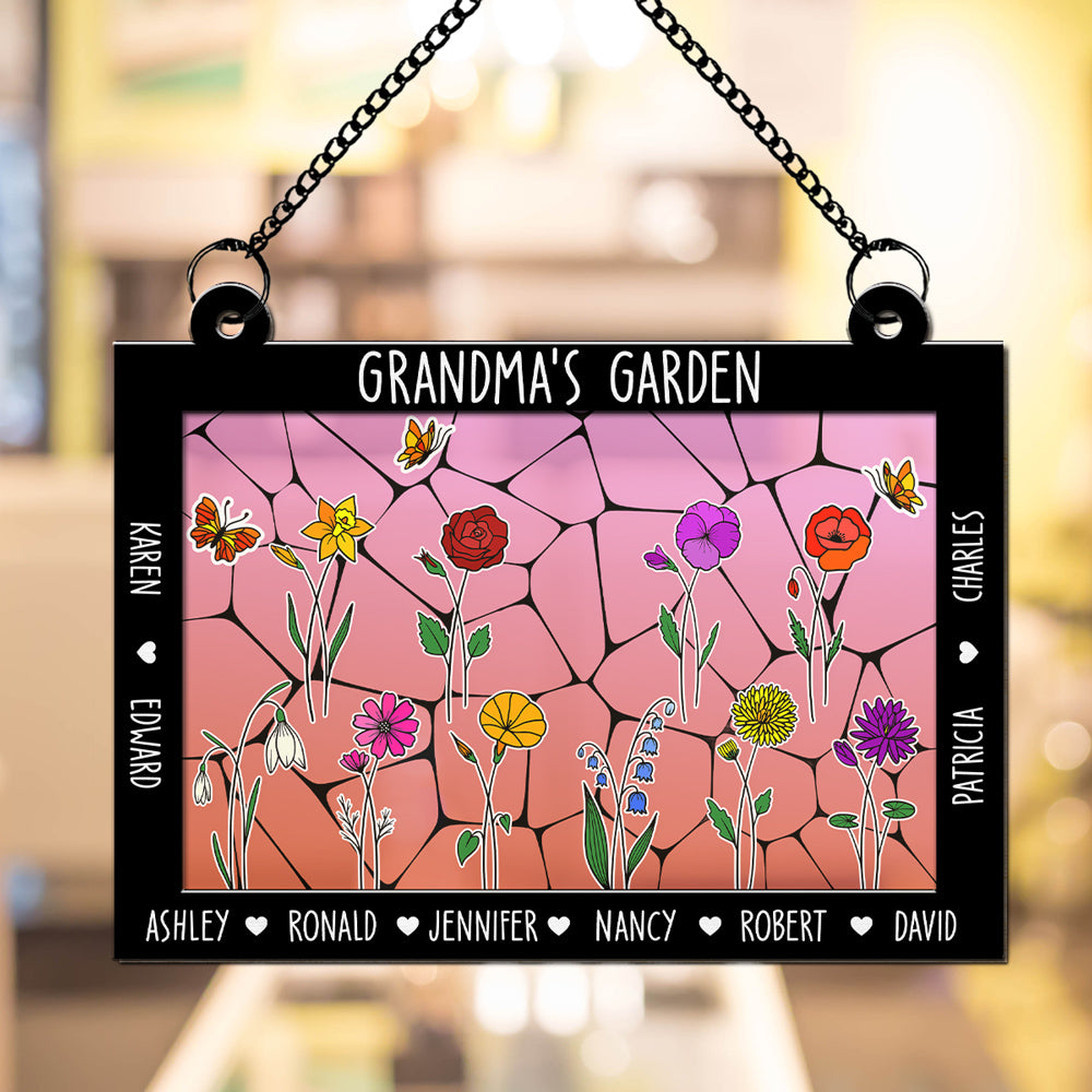 Grandmas Garden Custom Birth Month Flower - Personalized Custom Suncatcher
