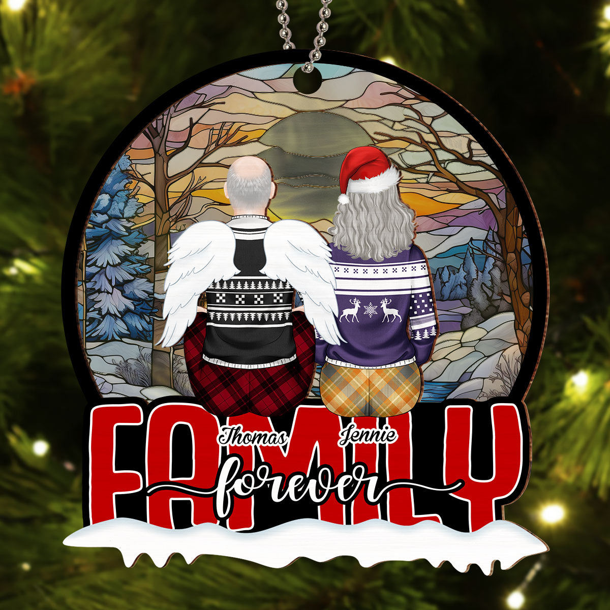 Family Last Forever - Personalized Custom Suncatcher Ornament
