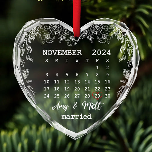 The Day We Met - Personalized Custom Glass Ornament