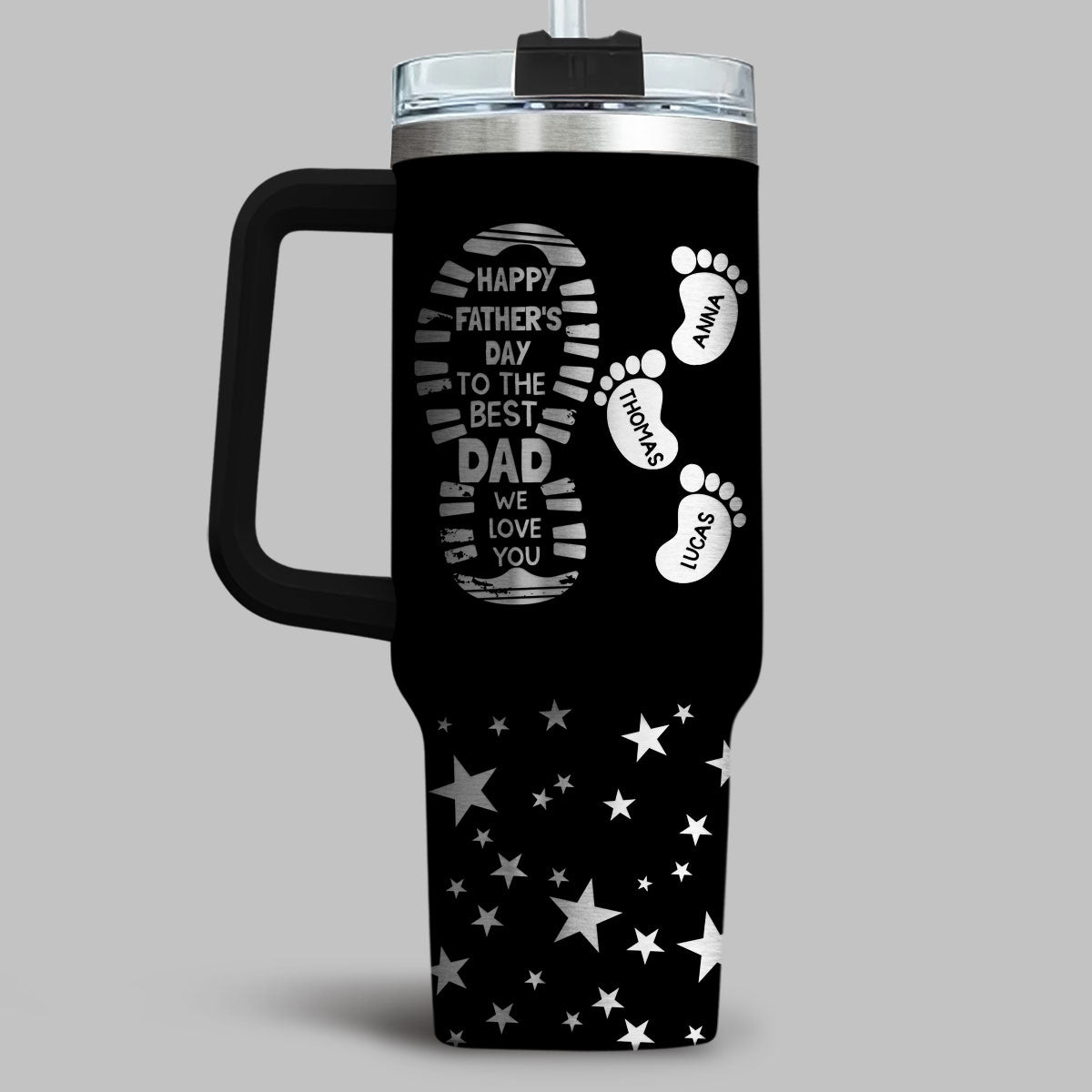 To The Best Dad - Personalized Custom Engraved 40oz Tumbler With Handle