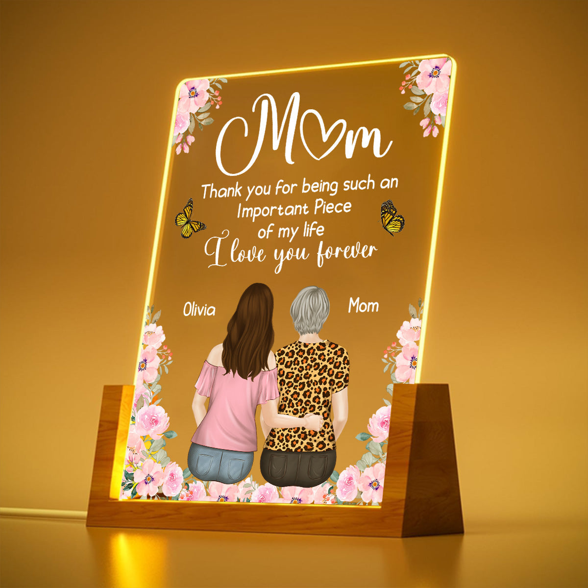 Mother And Daughter - Personalized Custom Plaque With Walnut Base