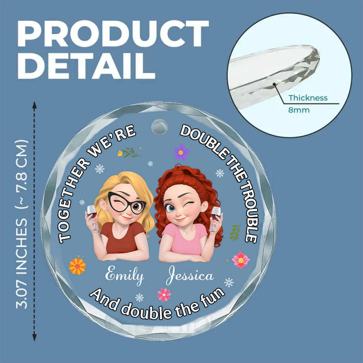 Together We Make Life Fun - Personalized Custom Glass Ornament