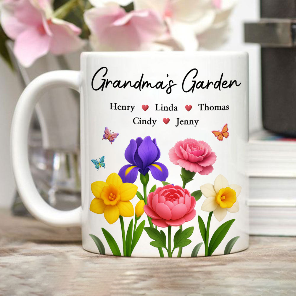 Grandma Garden Flowers - Personalized Custom Coffee Mug