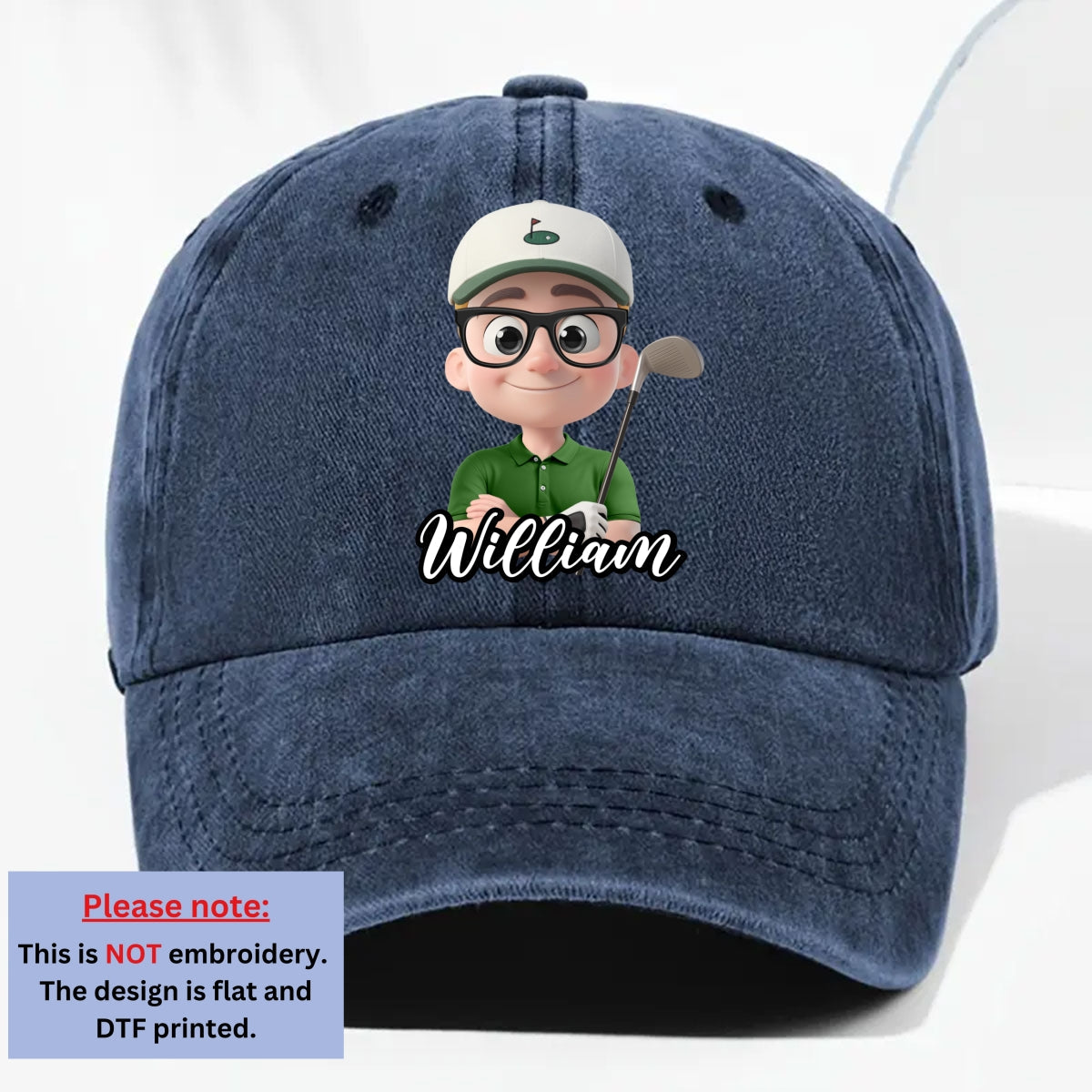Born To Golf - Personalized Custom Vintage Washed Denim Cap
