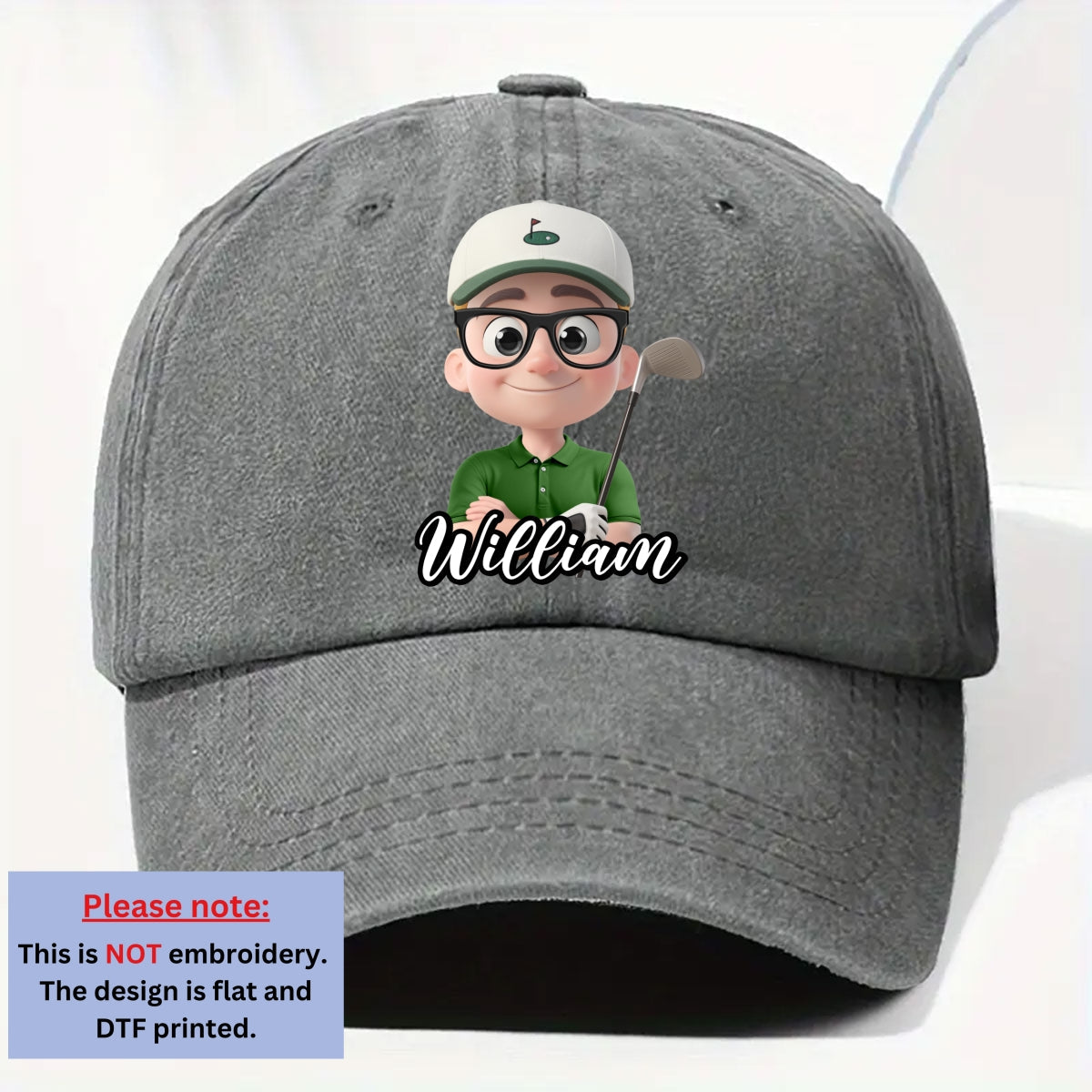 Born To Golf - Personalized Custom Vintage Washed Denim Cap