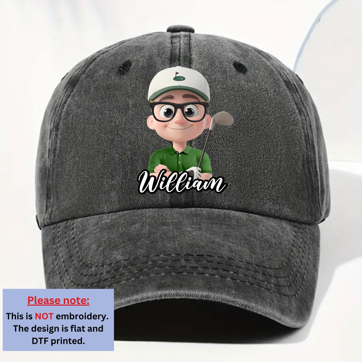 Born To Golf - Personalized Custom Vintage Washed Denim Cap